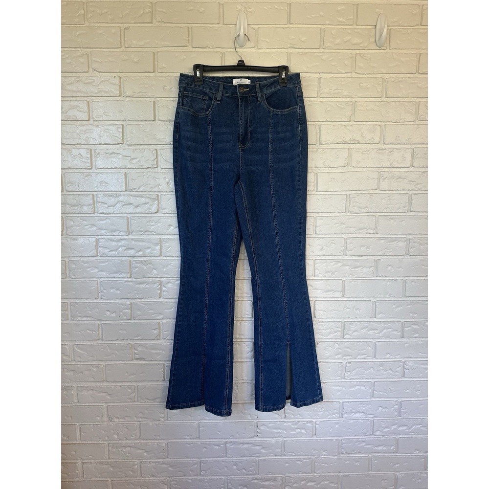 Windsor Women's 70s Style Denim Jeans Size 11 Flare Open Slit Cuffs 🌼